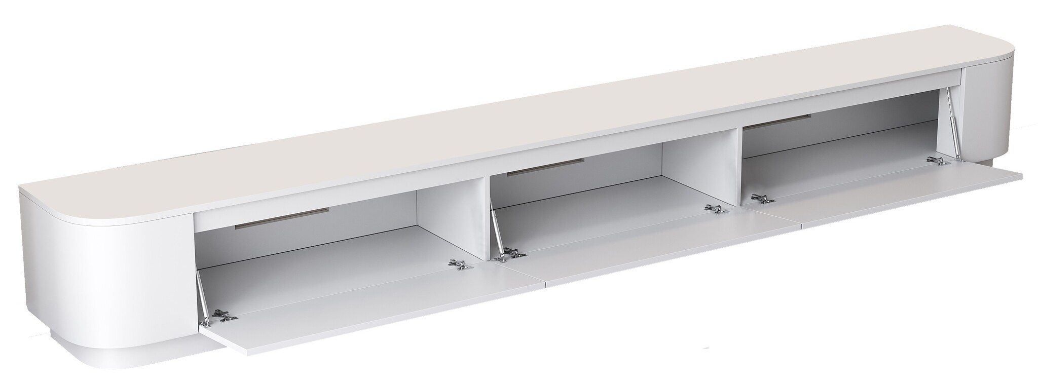 Japandi Tv Meubel Curved Staand - Mat Wit - Gebogen zijkant