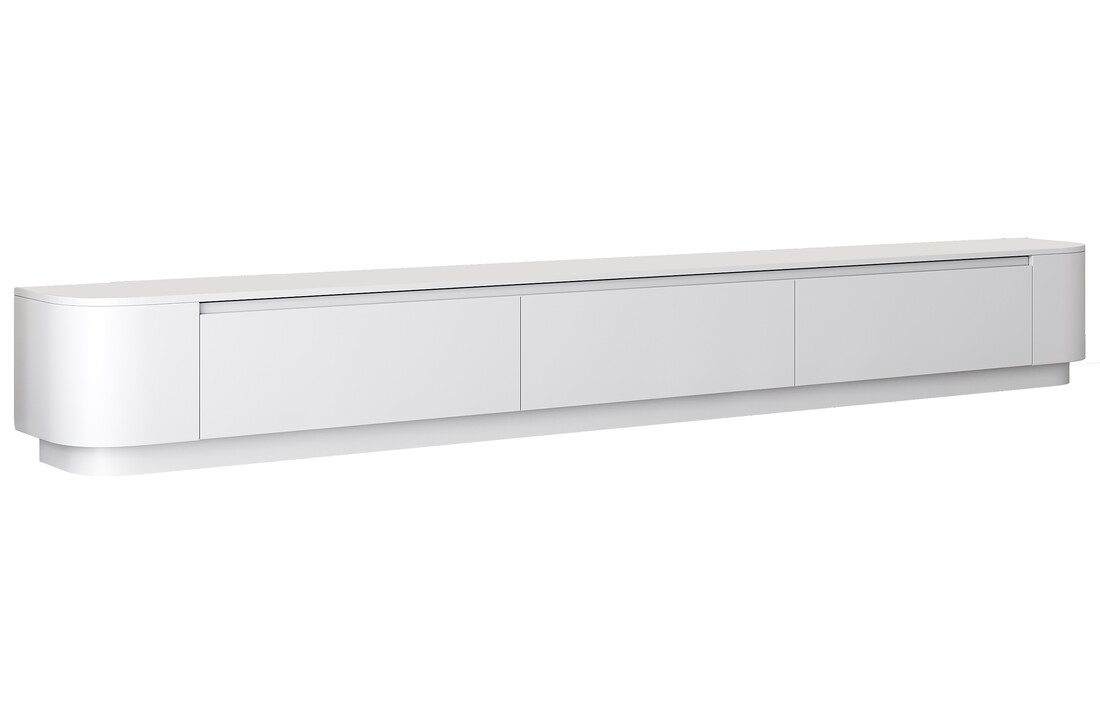 Japandi Tv Meubel Curved Staand - Mat Wit - Gebogen zijkant