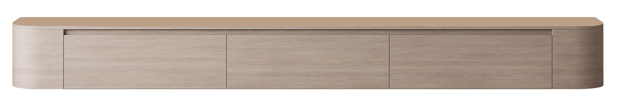 Japandi Tv Meubel Curved - Licht Beige Eiken - Gebogen zijkant