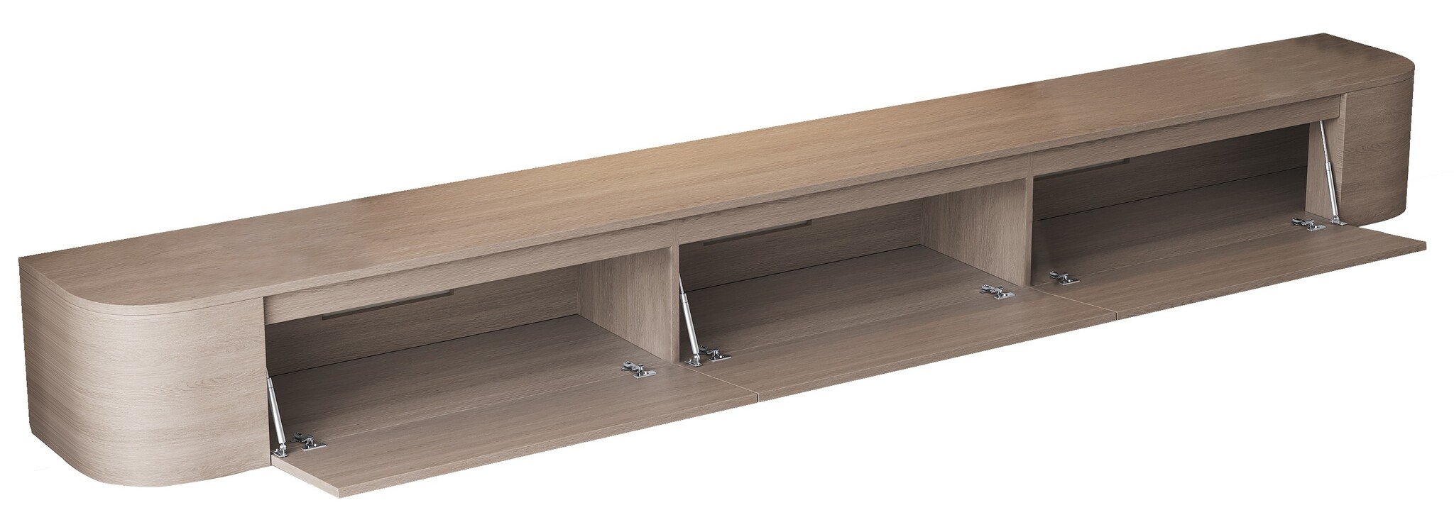 Japandi Tv Meubel Curved - Licht Beige Eiken - Gebogen zijkant