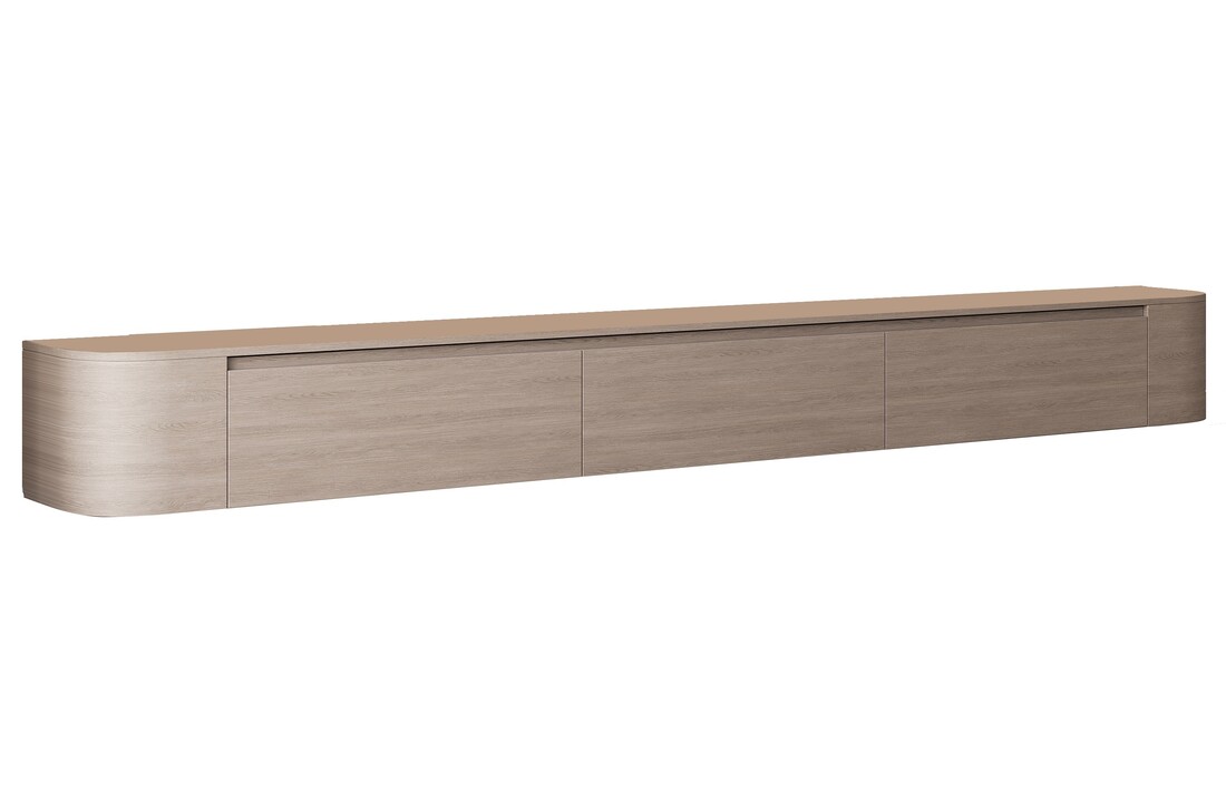 Japandi Tv Meubel Curved - Licht Beige Eiken - Gebogen zijkant