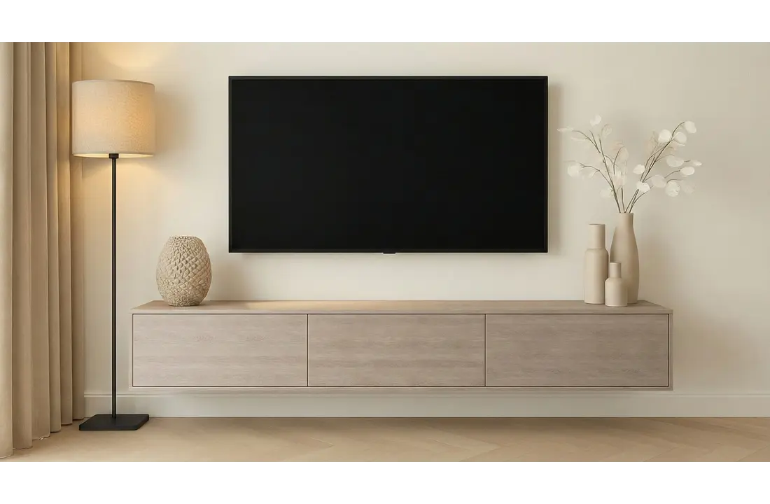 Zwevende Tv Meubel - Licht Beige Eiken