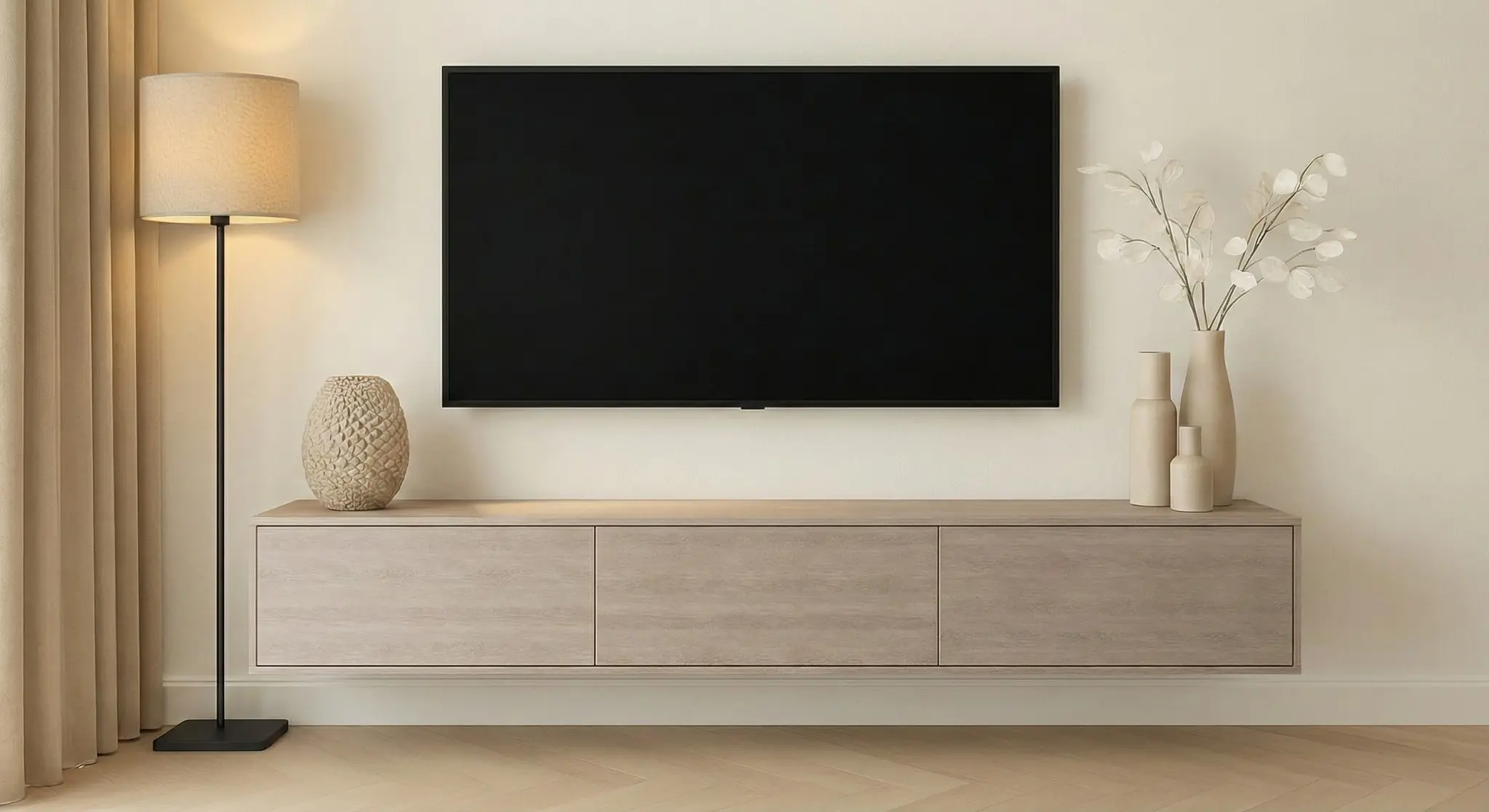 Zwevende Tv Meubel - Licht Beige Eiken