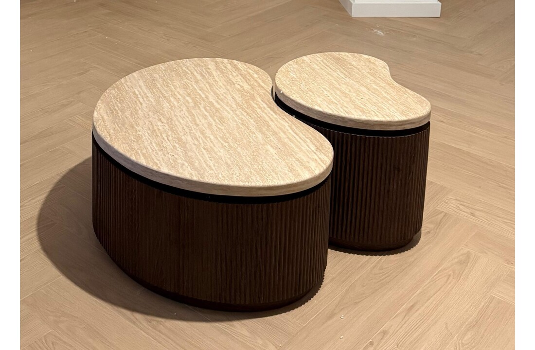 Salontafel Portofino | Organisch Travertin - Bruin | set van 2