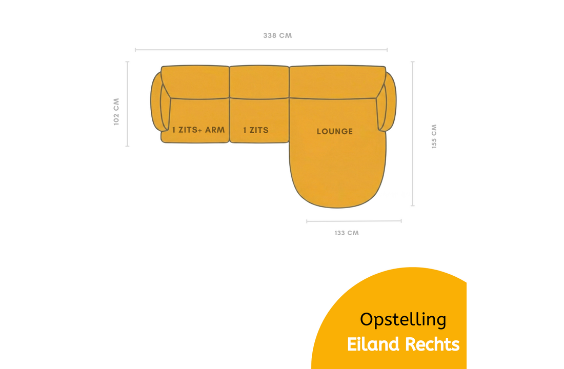 Loungebank Cremona 14 Warm Beige - Pocketvering