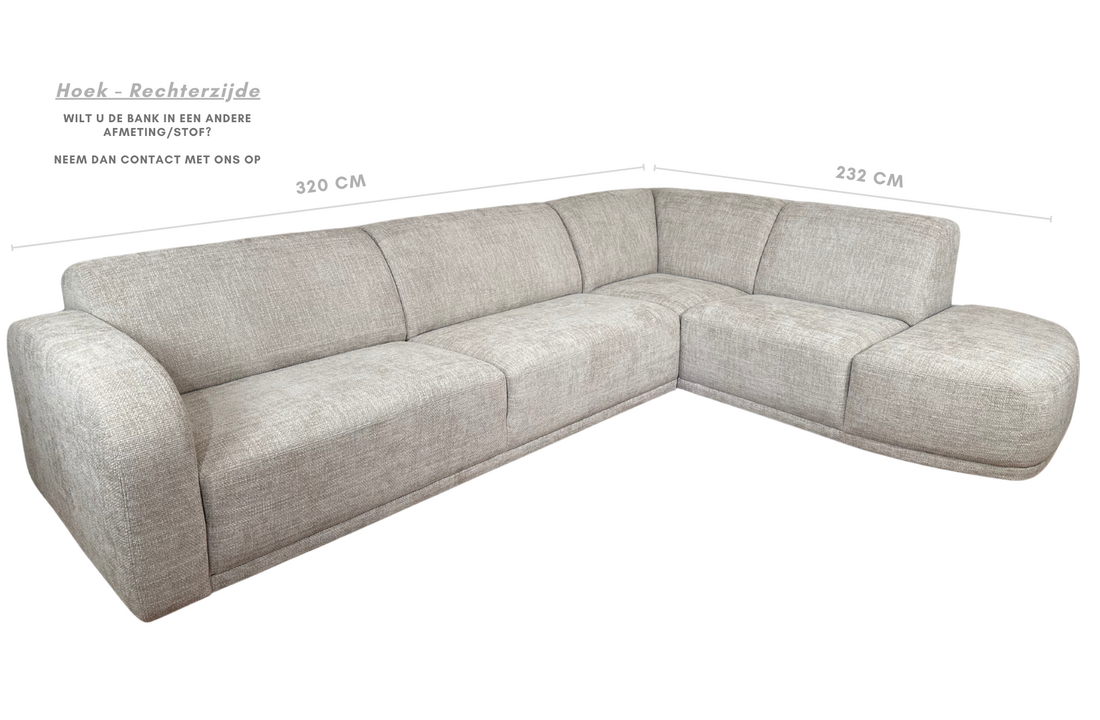 Hoekbank Luna - Licht greige