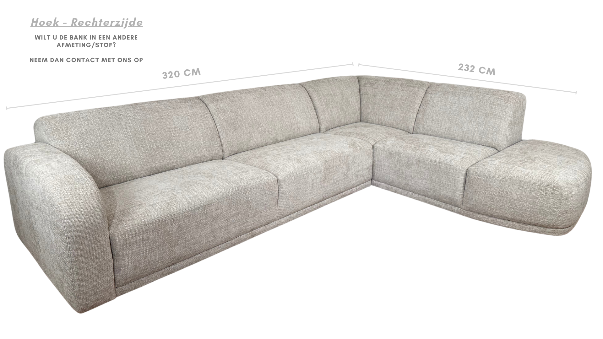 Hoekbank Luna - Licht greige