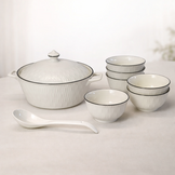 Soep Set Harira - Wit/Zilver | 6 persoons