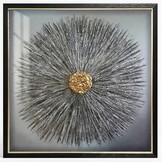 Golden Sunburst - 3D Kunstwerk - 100 x 100 cm