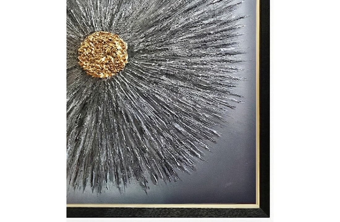 Golden Sunburst - 3D Kunstwerk - 100 x 100 cm