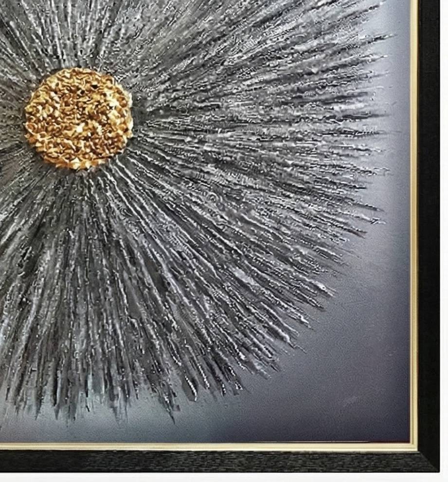 Golden Sunburst - 3D Kunstwerk - 100 x 100 cm