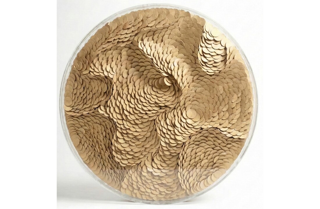 Leather Infinity - Kunstwerk - Goud - Ø 100 cm