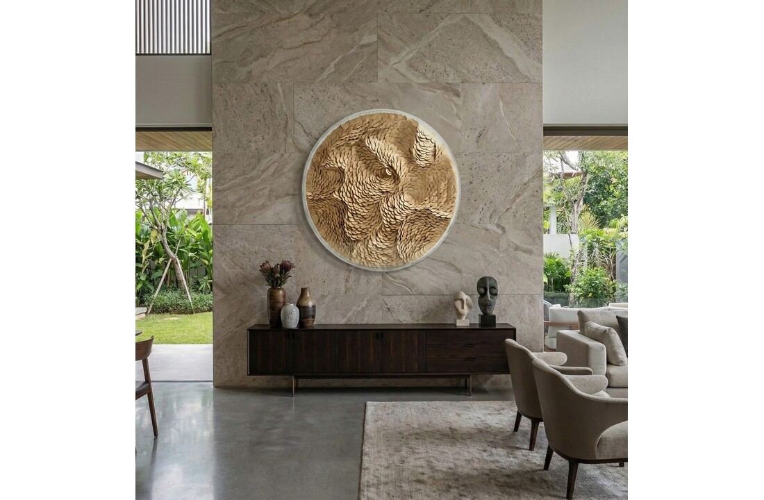 Leather Infinity - Kunstwerk - Goud - Ø 100 cm