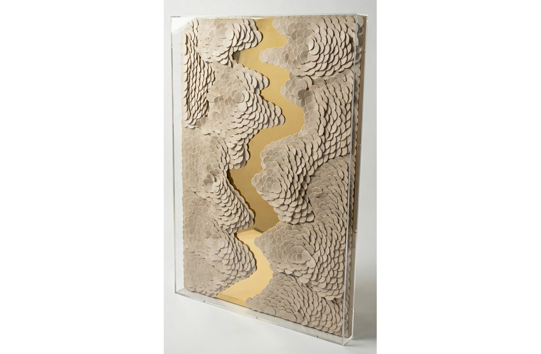 Leather River - Kunstwerk - Beige - 80 x 120 cm