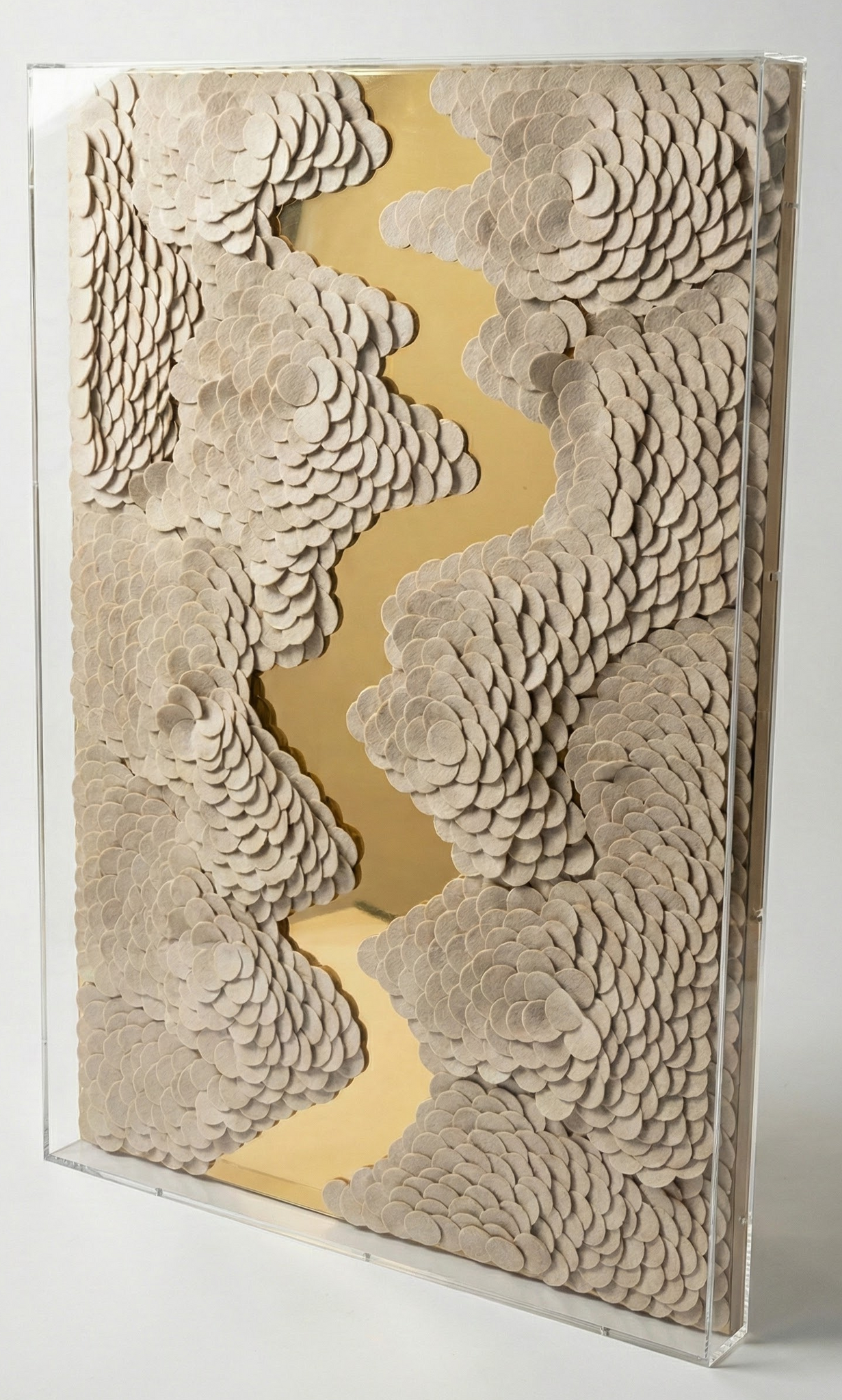 Leather River - Kunstwerk - Beige - 80 x 120 cm