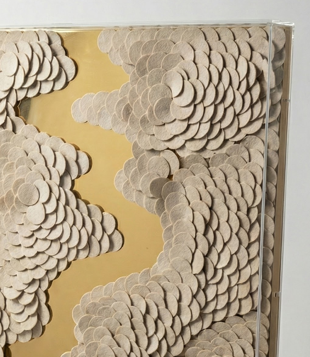 Leather River - Kunstwerk - Beige - 80 x 120 cm