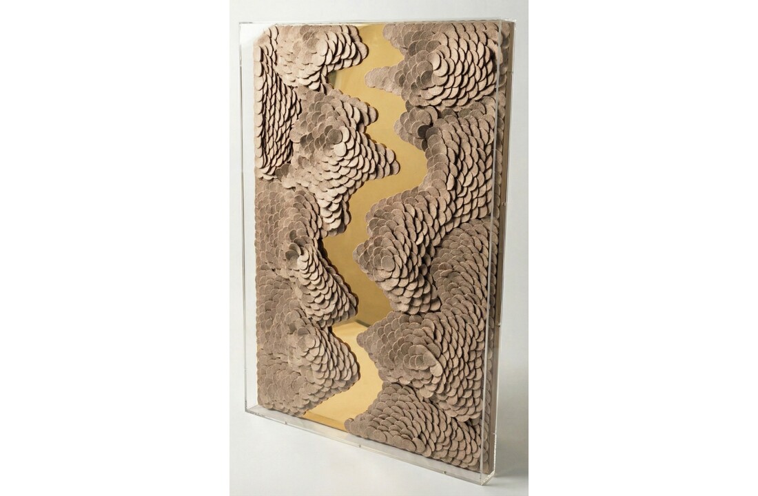 Leather River - Kunstwerk - Taupe Bruin - 80 x 120 cm