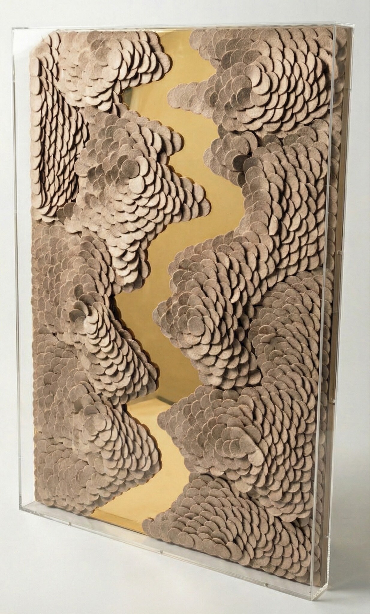 Leather River - Kunstwerk - Taupe Bruin - 80 x 120 cm