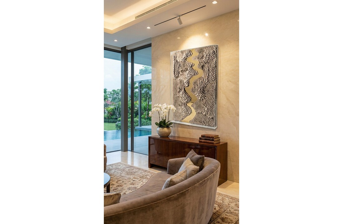 Leather River - Kunstwerk - Taupe Bruin - 80 x 120 cm