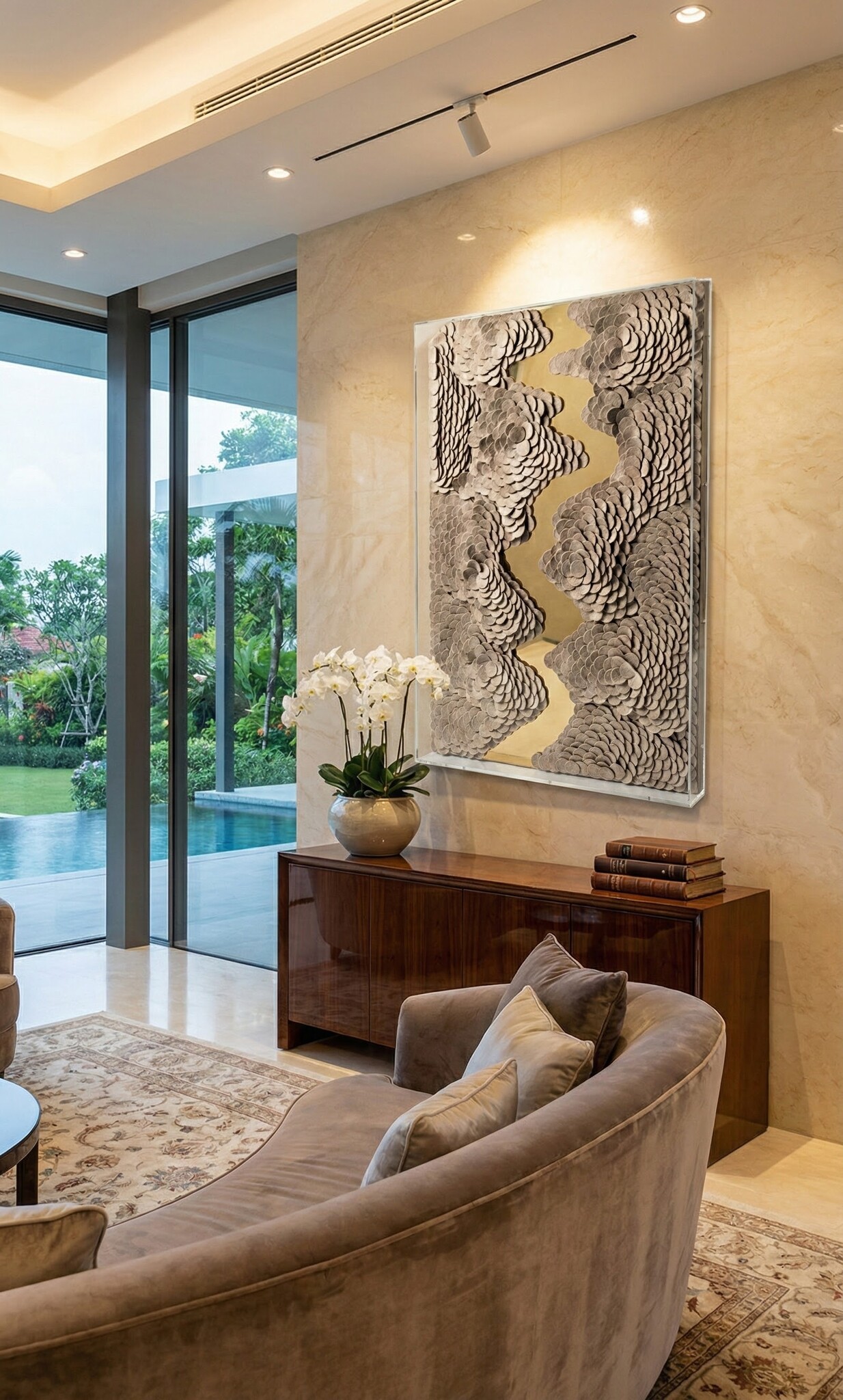 Leather River - Kunstwerk - Taupe Bruin - 80 x 120 cm