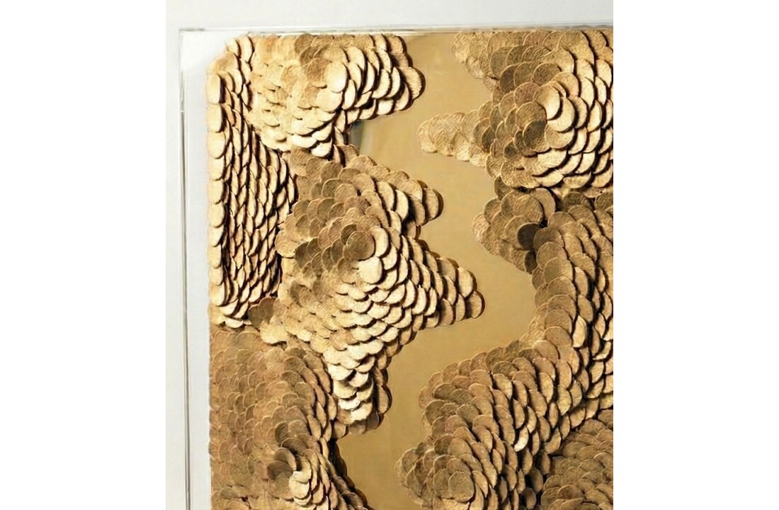 Leather River - Kunstwerk - Goud - 80 x 120 cm