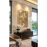 Leather River - Kunstwerk - Goud - 80 x 120 cm