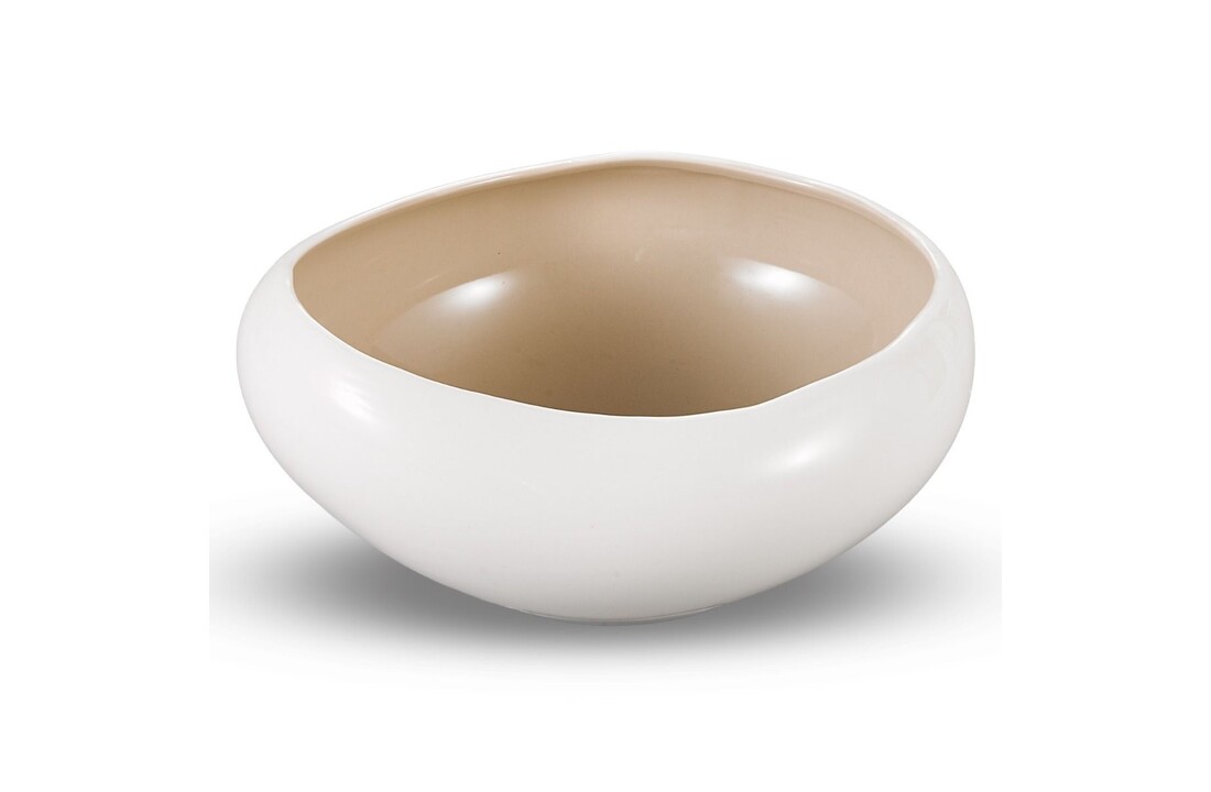 Barles Salade / Serveerschaal | Ø 23 cm – Wit/Taupe
