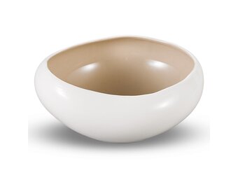 Barles Salade / Serveerschaal | Ø 23 cm – Wit/Taupe