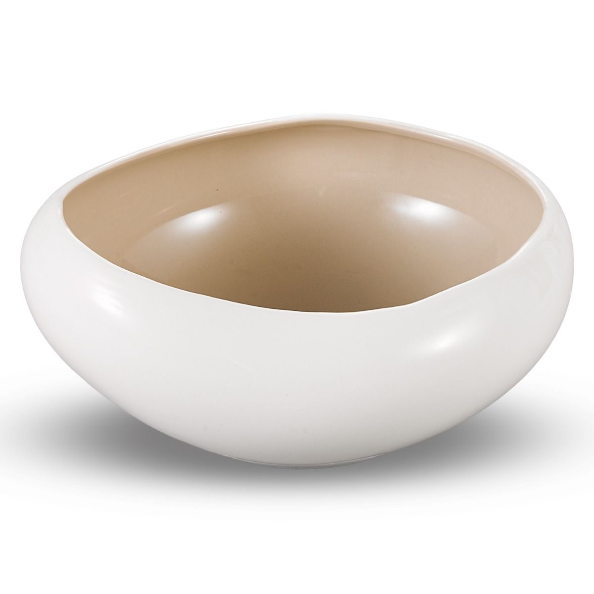 Barles Salade / Serveerschaal | Ø 23 cm – Wit/Taupe