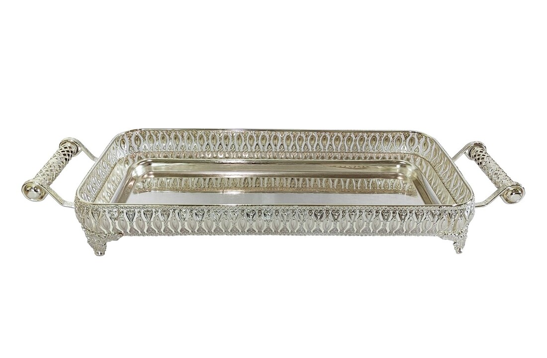 Dienblad Zahra - Zilver | 64 x 22 x 8 cm