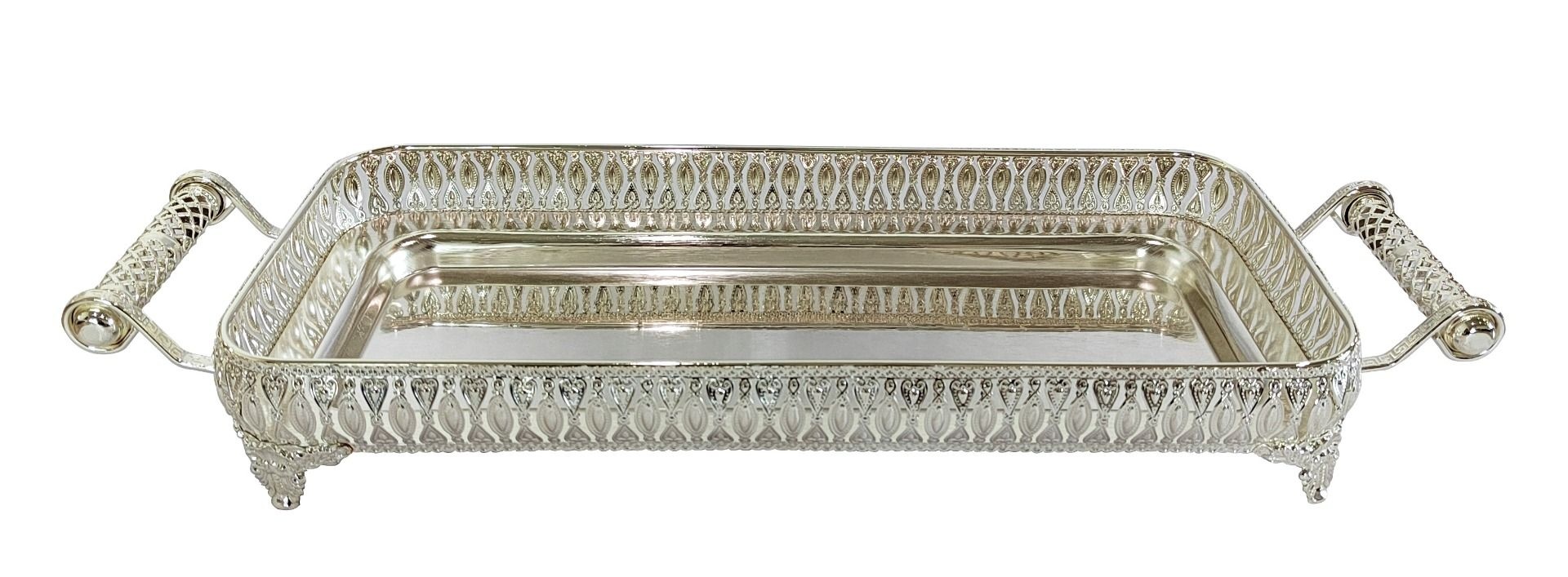 Dienblad Zahra - Zilver | 64 x 22 x 8 cm