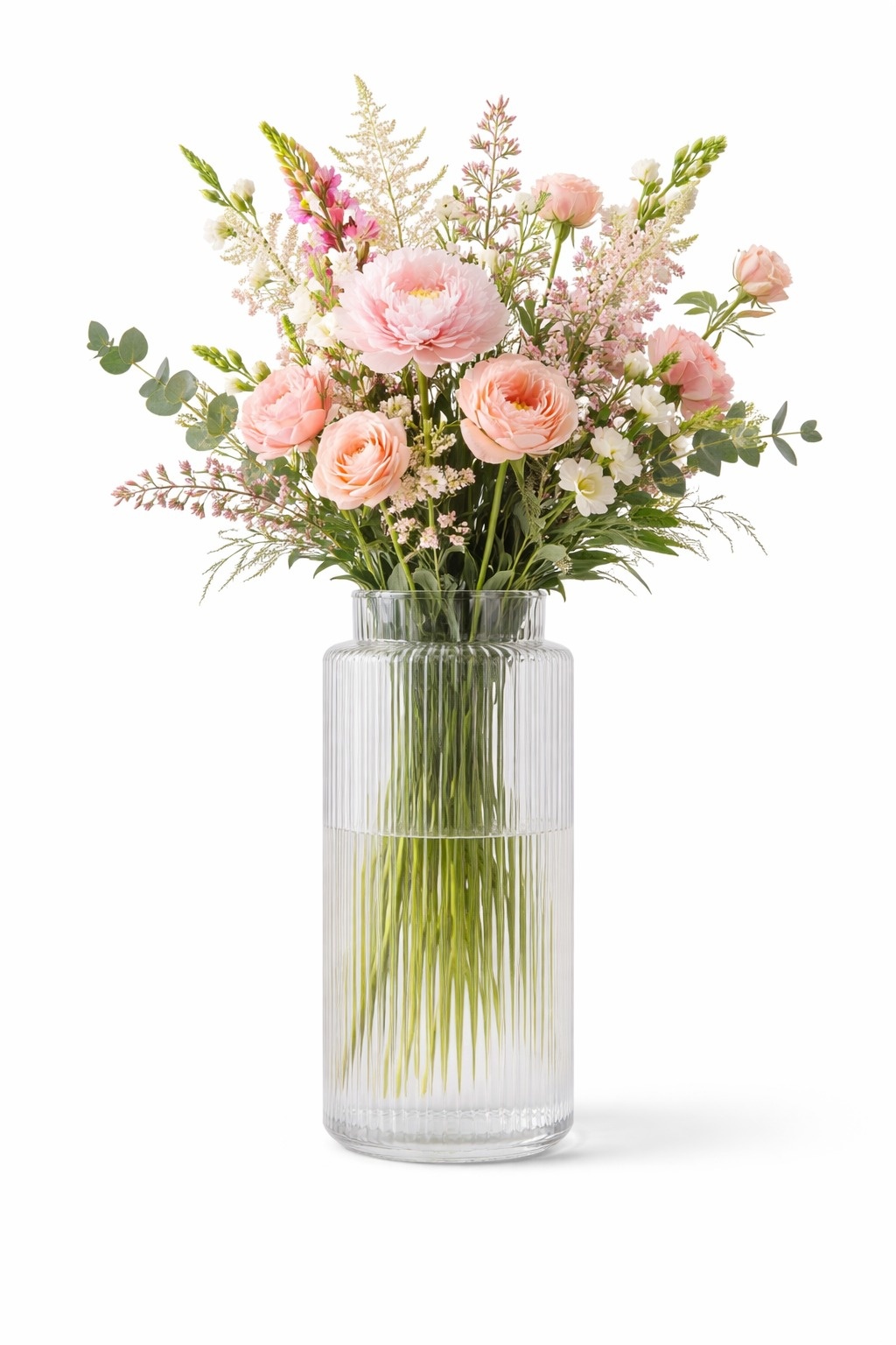 Glazen Vaas Geribbeld - Ø 12,2 x 30 cm