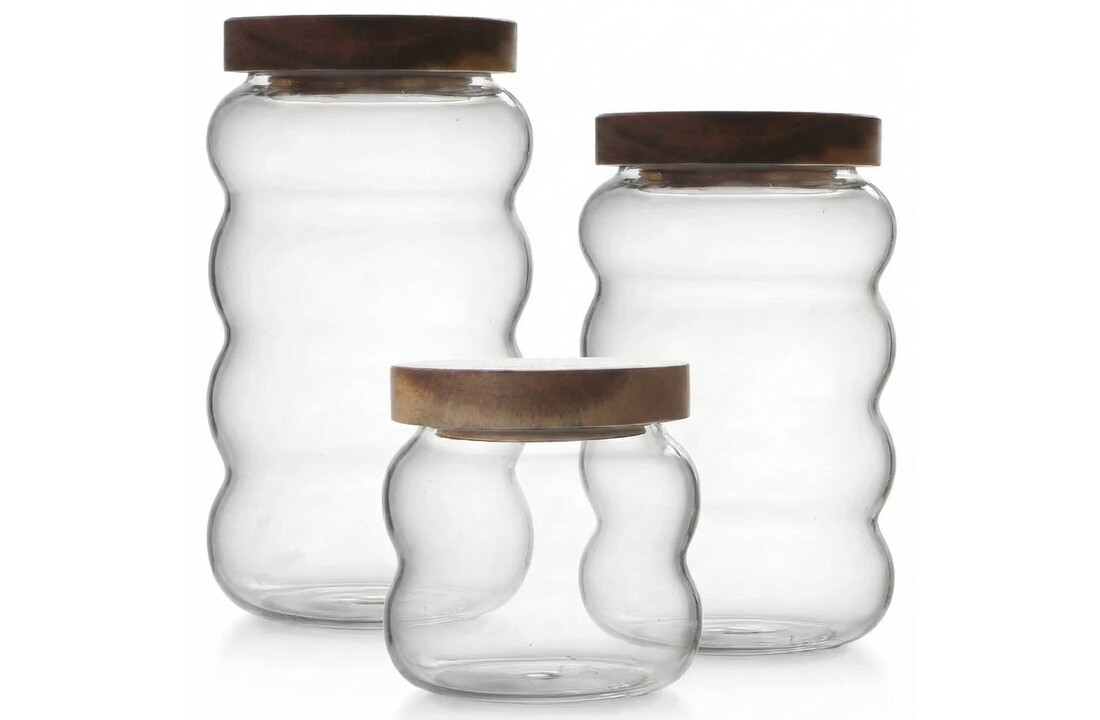 Luxe Acaciahout Voorraadpotten Sydney | 3 - delig  - 9/12/15 cm hoogte