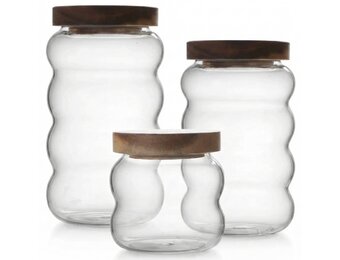 Luxe Acaciahout Voorraadpotten Sydney | 3 - delig