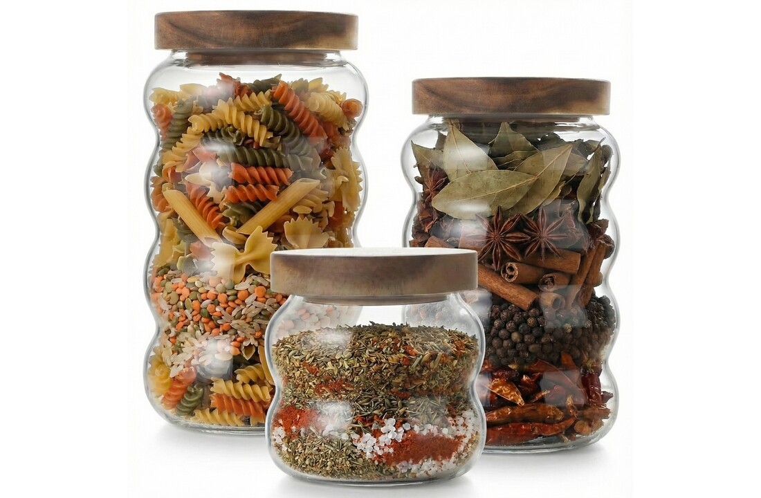 Luxe Acaciahout Voorraadpotten Sydney | 3 - delig  - 9/12/15 cm hoogte