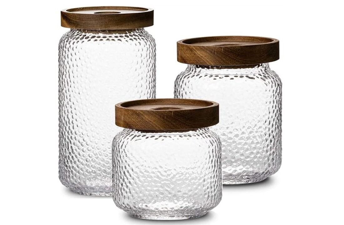 Luxe Acaciahout Voorraadpotten Victoria | 3 - delig  - 8/11/14 cm hoogte