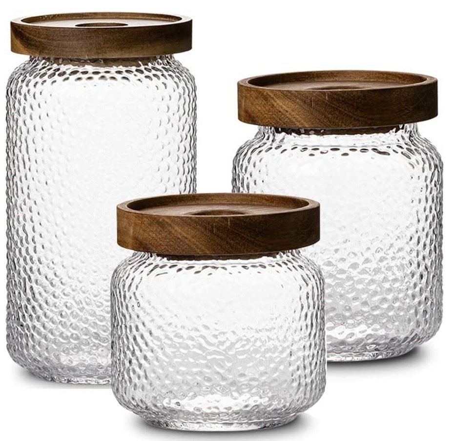 Luxe Acaciahout Voorraadpotten Victoria | 3 - delig  - 8/11/14 cm hoogte