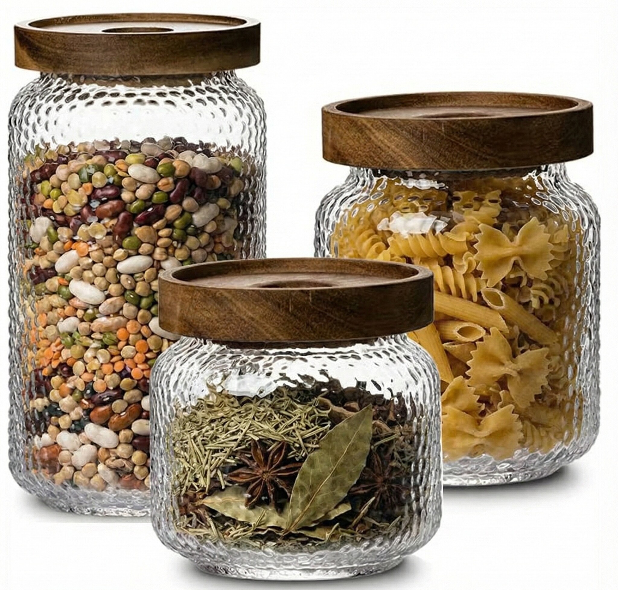 Luxe Acaciahout Voorraadpotten Victoria | 3 - delig  - 8/11/14 cm hoogte