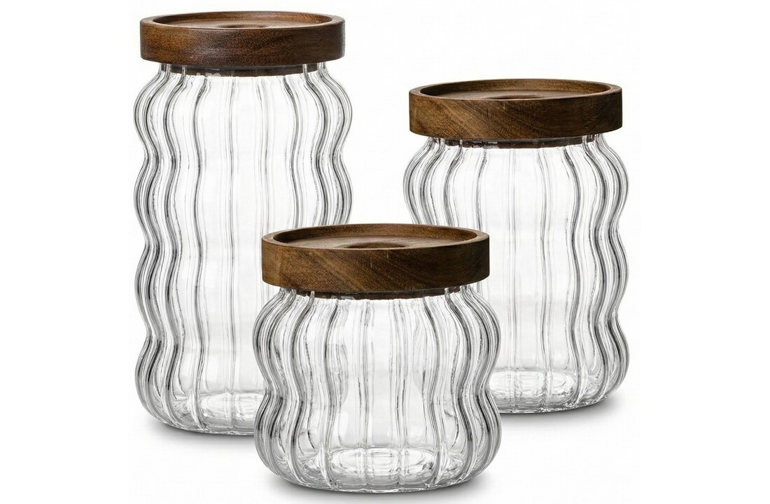 Luxe Acaciahout Voorraadpotten Sarina | 3 - delig  - 8/12/15 cm hoogte