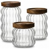 Luxe Acaciahout Voorraadpotten Sarina | 3 - delig  - 8/12/15 cm hoogte