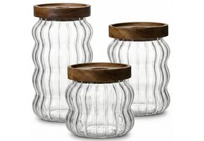 Luxe Acaciahout Voorraadpotten Sarina | 3 - delig