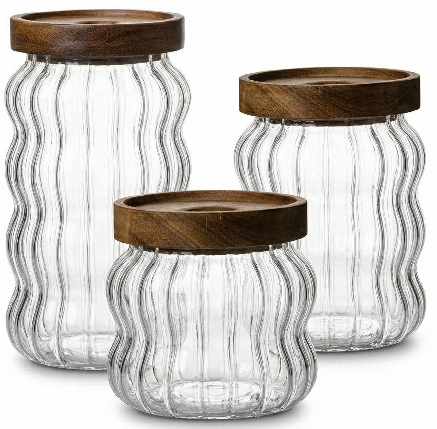 Luxe Acaciahout Voorraadpotten Sarina | 3 - delig  - 8/12/15 cm hoogte