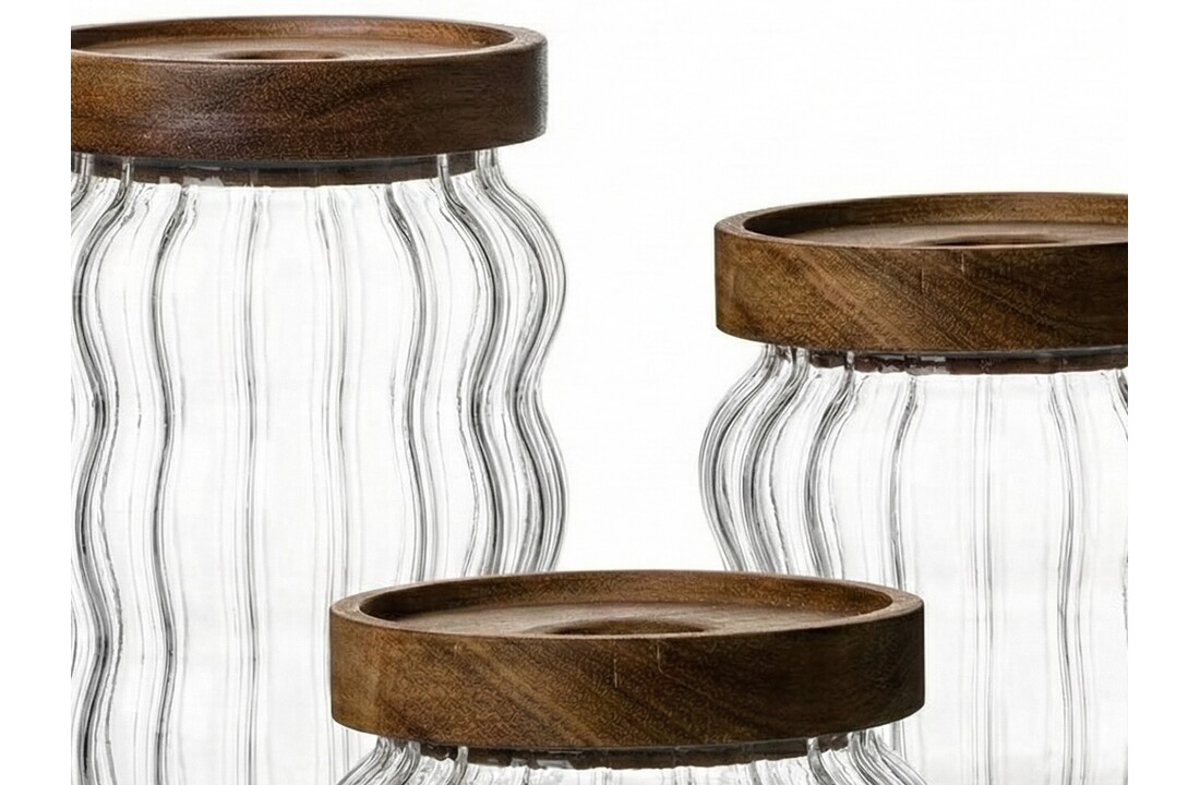 Luxe Acaciahout Voorraadpotten Sarina | 3 - delig  - 8/12/15 cm hoogte