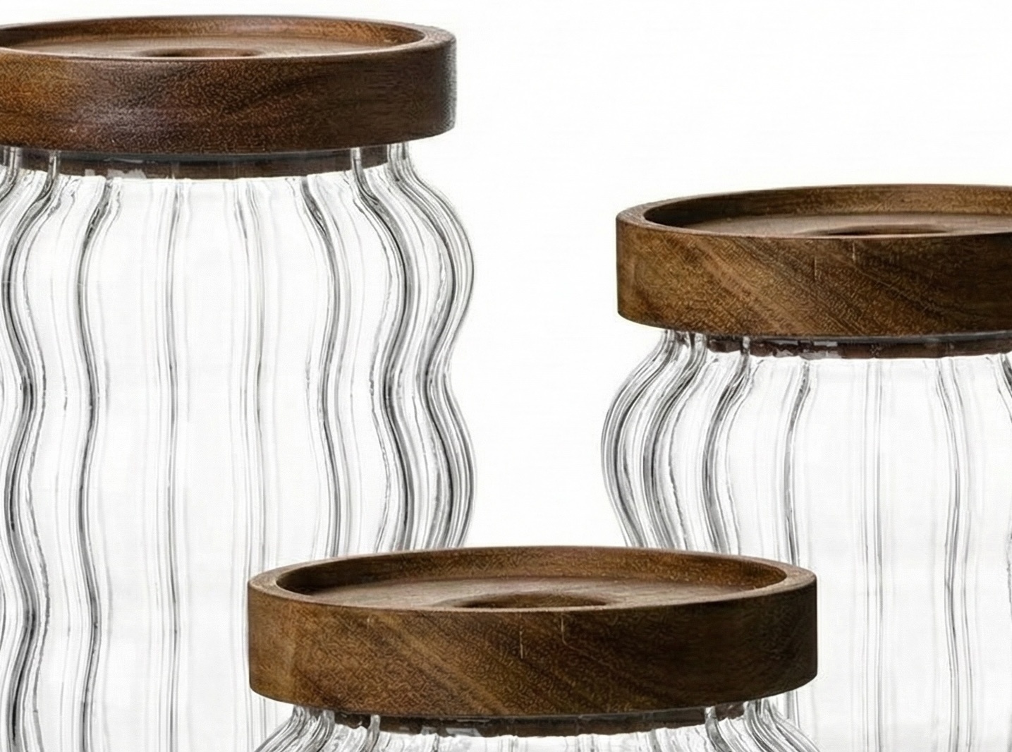 Luxe Acaciahout Voorraadpotten Sarina | 3 - delig  - 8/12/15 cm hoogte