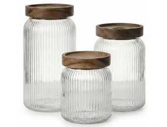 Luxe Acaciahout Voorraadpotten Melbourne | 3 - delig