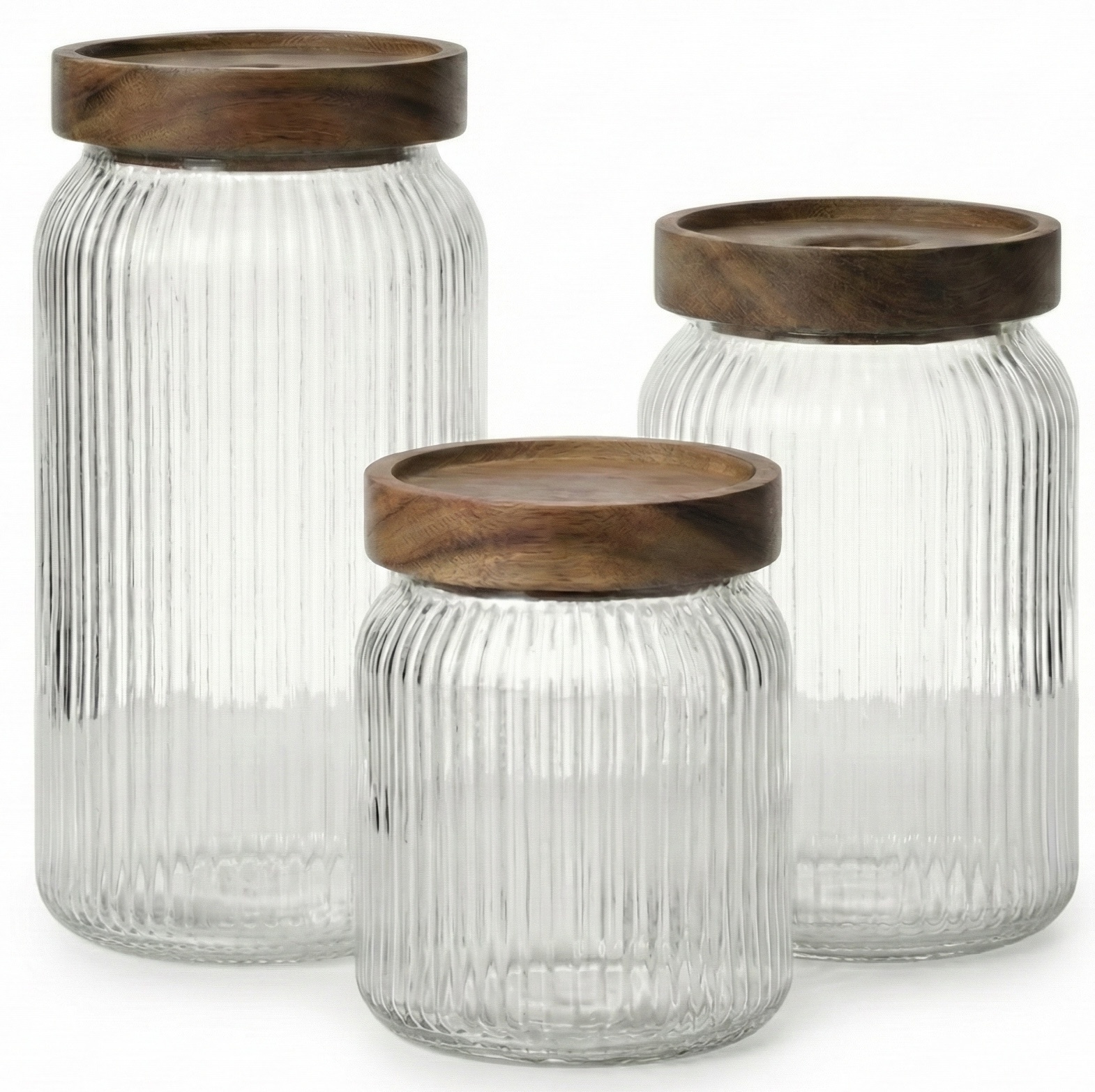 Luxe Acaciahout Voorraadpotten Melbourne | 3 - delig  - 8/11/14 cm hoogte