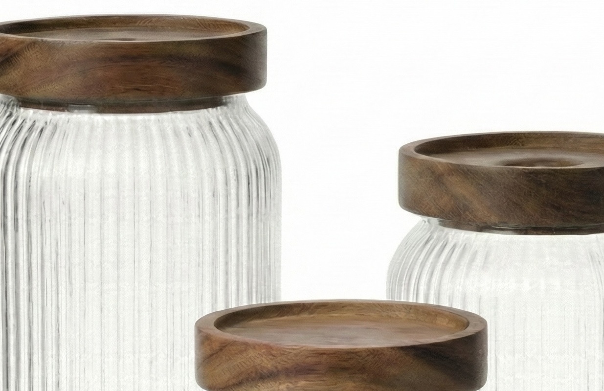 Luxe Acaciahout Voorraadpotten Melbourne | 3 - delig  - 8/11/14 cm hoogte