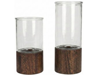 Japandi Windlicht Acaciahout - Set van 2