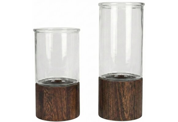 Japandi Windlicht Acaciahout - Set van 2