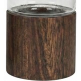 Japandi Windlicht Acaciahout - Set van 2 - 20 en 25 cm hoog